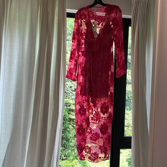 Fleur du Mal Fil Coupe Long Wrap Dress, Gia Pink, 2 - Picture 1 of 12